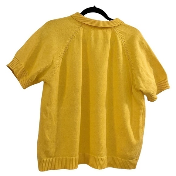 VINTAGE Hunt Club Yellow Knit Boxy Pull Over Sweater with Collar - Picture 2 of 12